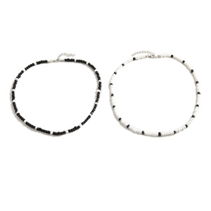 Korean Style Bohemian Seed Bead Necklace Women Rice <b>Pearls</b> Geometric Fashion <b>Choker</b> Black White Color Spring 2022 - Product Image 5