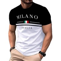 T-shirt vintage pour homme à imprimé lettres Paris, tendance, manches courtes, col rond, coupe ample, en tissu maille, idéal pour l'été, best-seller transfrontalier