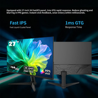 Moniteur PC de bureau 27 pouces 2K 144Hz, résolution 2560*1440 QHD, moniteur PC de jeu sans cadre, temps de réponse de 1 ms