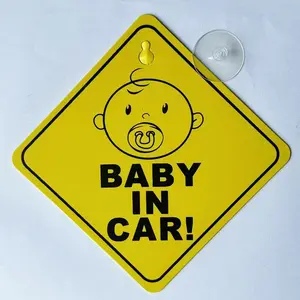 Venta caliente de juguete de plástico coche ventana vinilo auto-adhesivo pegatina bebé a bordo del bebé en el coche signo