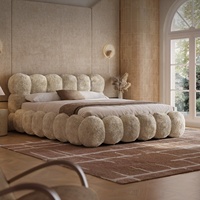 Lit rembourré minimaliste italien pour chambre principale, lit double en laine Yutao, lit à bulles moderne et simple.