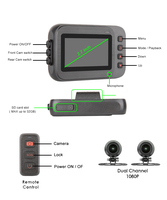 Étanche 2.7 pouces moto DVR 1080P WiFi caméra avant et arrière conduite Moror vélo enregistreur vidéo Cam