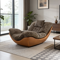 Fauteuil Lounge de Style Nordique Minimaliste, Fauteuil Surdimensionné, Revêtement en Velours Teddy, Relaxation, Canapé Simple pour Appartement Loft