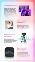 Çift 4K Lens ile 4K Webcam Ultra HD profesyonel yayın ve spor etkinliği için 10x Zoom seçenekleri ile otomatik odaklama kamera