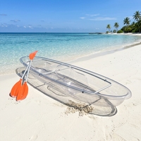 Kayak transparent en PC pour 4 personnes, kayak en cristal, fond transparent, bateau en PC avec pagaie pour les excursions et les visites de la plage