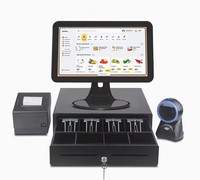 Terminal de point de vente tout-en-un avec écran tactile de 15,6 pouces, caisse enregistreuse, système de point de vente, imprimante pour restaurant, boutique