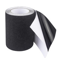 Cinta Adhesiva de Doble Cara Negra Antideslizante de PVC Impermeable y Abrasiva para Patinetas, Pisos y Escaleras, Disponible en Varios Colores