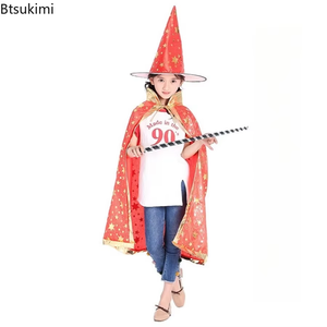 Capa <span class=keywords><strong>de</strong></span> Mago para Niños, Sombrero <span class=keywords><strong>de</strong></span> Cinco Estrellas, Disfraz <span class=keywords><strong>de</strong></span> Bruja Pequeña para Halloween, Disfraces <span class=keywords><strong>de</strong></span> Cosplay <span class=keywords><strong>de</strong></span> Mago, <span class=keywords><strong>Ropa</strong></span> para Actuaciones en Fiestas Escolares y Festivales - Product Image 5