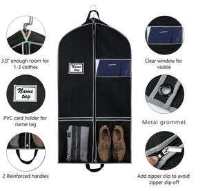 <span class=keywords><strong>Housse</strong></span> de vêtement pliable extra large en non-tissé avec fermeture éclair, noire, capacité 15L, pour rangement domestique et protection contre la poussière - Product Image 3