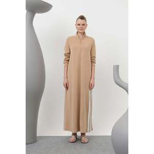 Vestido Camel con Cierre y Botones a Presión para Mujer LOREEN, Corte Cómodo para Uso Diario, Estilo Elegante de Longitud Midi - Product Image 3