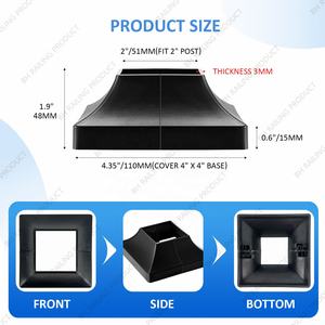 Cubierta de Base para Poste de Valla Exterior de Plástico Dividido BH-Railing 2''x2'' Ecológica, Opciones de Color Negro/Blanco, Fácil de Montar, Valla 3D - Product Image 2