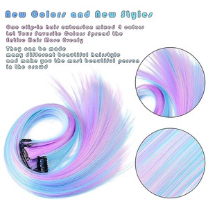 Extension per capelli sintetici a clip in fibra resistente alle alte temperature, lunghi, lisci, colore <span class=keywords><strong>blu</strong></span> sfumato HPC-2566, parrucche con extension di capelli a densità elevata - Product Image 5
