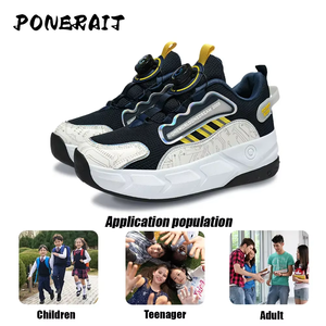 Chaussures à roulettes unisexes à 4 roues, roue avant amovible, semelle extérieure TPR double usage, doublure en coton, <span class=keywords><strong>taille</strong></span> 30-42, bleu/rose/orange - Product Image 4