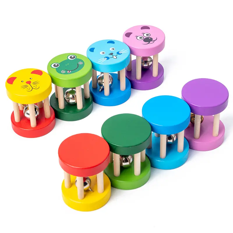 Montessori Educational Wooden toy 3D Puzzle Five-post Orff Rattle Sensory Mathematic Training Toy Bell