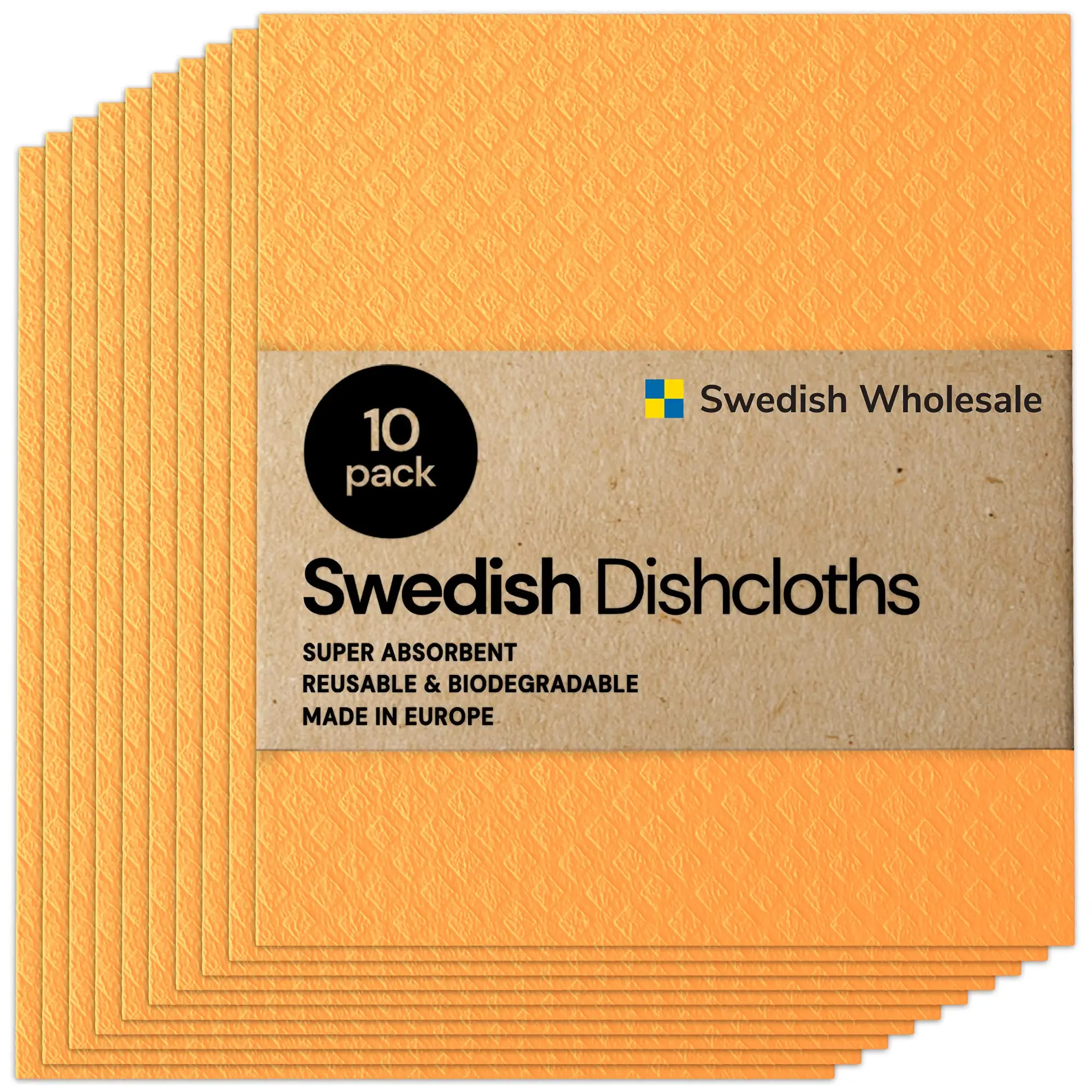 Swedish Dishcloth Bulk 10 Pack of Eco-Friendly Cellulose Sponge Cloths Reusable Microfiber Cleaning Cloth
