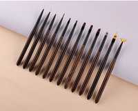 Logo personnalisé Gel Nail Art Brosses Manche en bois Nail Liner Art Brush Set Novice Manucurist Pen Factory Brosse à ongles en gros