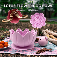 Mangkuk Silikon Solid Motif Bunga Lotus Modern 12cm untuk Anjing, Tempat Makan, Puzzle Makanan, Dispenser Camilan