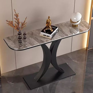 Table <span class=keywords><strong>console</strong></span> moderne de luxe en acier carbone avec plateau en marbre pour salon étroit et entrée - Product Image 4