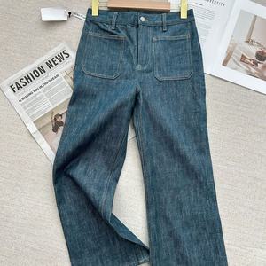 [มีสินค้าในสต็อก] กางเกงยีนส์เอวสูงทรงสลิมฟิตขาบานแบบครอป ผ้าเดนิมโอคายามะจากญี่ปุ่น รุ่นใหม่ ล้างสีด้วยกรดแมงกานีสสูง - Product Image 2