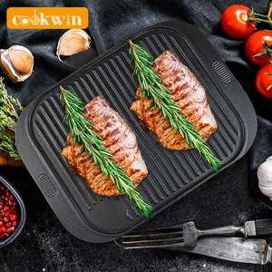 Plaque de cuisson double face en fonte pour barbecue, idéale pour le camping, la cuisson de viande, la friture et comme plateau de service – Accessoire indispensable pour le barbecue - Product Image 2