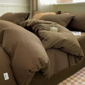 <span class=keywords><strong>Set</strong></span> di Biancheria da Letto in Cotone Waffle di Lusso, Morbido <span class=keywords><strong>e</strong></span> Traspirante, <span class=keywords><strong>Set</strong></span> <span class=keywords><strong>Copripiumino</strong></span> con Lenzuolo <span class=keywords><strong>e</strong></span> Federe per Camera da Letto, 4 Pezzi - Product Image 5