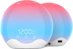 Shell forme horloge numérique double face rvb lampe ambiante nouvelle Simulation lever du soleil réveil lumière réveil pour enfants adultes <span class=keywords><strong>chambre</strong></span> - Product Image 2