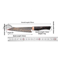 Couteau de cuisine utilitaire KEENHOPE japonais Hitachi, 129 couches de cuivre Damas SKD11 SLD, avec renfort en cuivre et manche en fibre de carbone