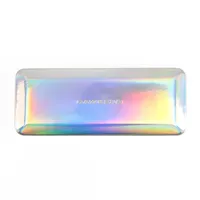 Étui à lunettes de soleil rectangulaire rigide holographique argenté, écologique et de qualité supérieure, pour le rangement et le transport des lunettes.