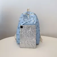 Sac à dos pour ordinateur portable tendance et mignon avec imprimé nœud, fermeture éclair, bretelles réglables, protection pour ordinateur portable, idéal pour la rentrée scolaire
