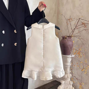 Robe Blanche Évasée en Satin sans Manches pour Filles, Modèle Princesse, Idéale pour Fêtes, Vêtements de Soirée pour Enfants de 1 à 12 Ans - Vente en Gros - Product Image 4