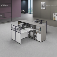 Poste de travail modulaire en L pour bureau moderne avec cloison et armoire de rangement pour employés financiers