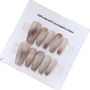 Collection d'<span class=keywords><strong>art</strong></span> d'<span class=keywords><strong>ongle</strong></span> <span class=keywords><strong>court</strong></span> fait à la main pur Moka couleur conception <span class=keywords><strong>simple</strong></span> ongles à presser avec bouts de doigts artificiels bouts d'<span class=keywords><strong>ongle</strong></span> portables - Product Image 5