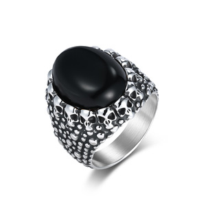Mountain and Sea Punk Style Jewelry Skull Tiger Eye <b>Ring</b> for Men, Niche and Unique <b>Titanium</b> Steel Gemstone High-End Index Finger - Product Image 5