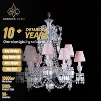 Lustre en cristal K9 de luxe de style européen avec abat-jour, décoration d'hôtel, luminaire suspendu pour salon