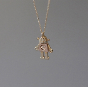 Creativo lindo impresionante diseño divertido chico regalo joyería alta calidad 18K oro PVD chapado Robot colgante collar - Product Image 5