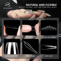 Lot de 200 faux ongles en gel souple acrylique, couvrance totale, plus épais, design carré et stiletto, pour doigts - Vente en gros Chine