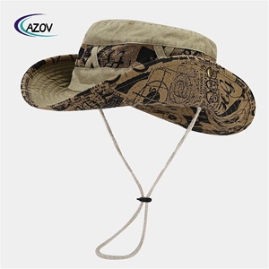 Cappello da sole da viaggio in denim stile western vintage lavato con stampa floreale e tesa larga Azov Fashion - Product Image 1