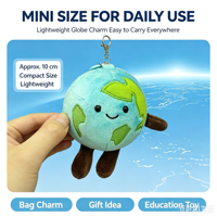 Porte-clés en peluche personnalisé en forme de Terre, breloque globe souple avec accessoires marins pour cadeaux, éducation et jeu