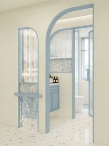 Mobile Bagno Sospeso XINGRUO Signature Liquid Stone - Mobile da Bagno Contemporaneo Minimalista con Lavabo Integrato in Pietra Sinterizzata Bianca - Product Image 2