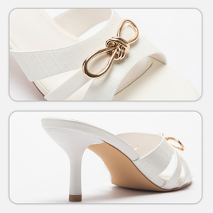 Sandali Eleganti da Donna <span class=keywords><strong>con</strong></span> <span class=keywords><strong>Tacco</strong></span> Medio, Punta Aperta, Ricamo Floreale Beige, in Rete, <span class=keywords><strong>con</strong></span> Chiusura a Scatto Metallico, per Estate, Autunno e Primavera - Product Image 6