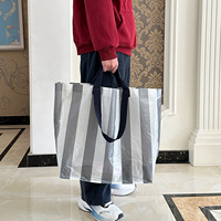 Sac fourre-tout personnalisé en PP tissé laminé transparent à rayures, réutilisable, imperméable, pour courses et supermarché, vente en gros
