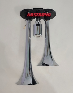 <span class=keywords><strong>Klaxon</strong></span> à <span class=keywords><strong>air</strong></span> <span class=keywords><strong>comprimé</strong></span> 2 voies Alimentation 12V/24V compatible avec camions et camionnettes - Product Image 1