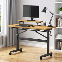 Bureau debout réglable manuel minimaliste avec manivelle, cadre métallique, options de couleur, table d'ordinateur mobile sur roulettes, vente en gros pour la maison