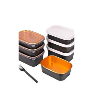 Tazones Desechables de Papel Kraft Marrón con Impresión en Dorado para Llevar, Ideales para Envasar Ensaladas, Pasteles, Sándwiches y Otros Alimentos, Material de Grado Alimenticio - Product Image 1