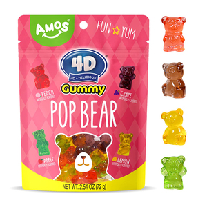 Amos merek 4D Halal Kualitas Tinggi campur buah rasa manis permen <span class=keywords><strong>Gummy</strong></span> Bears cetakan permen dalam jumlah besar - Product Image 1