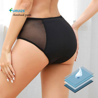 Culotte Menstruelle Écologique Femme Taille Moyenne Lavable Anti-Fuite Incontinence Sous-Vêtement Bambou Dentelle 4 Couches