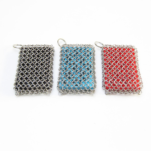 Weland 4 miếng gang Cleaner Set bao gồm thép không gỉ chainmail Scrubber Pad Cleaner với bàn chải tre <span class=keywords><strong>Pan</strong></span> <span class=keywords><strong>scrapers</strong></span> - Product Image 2