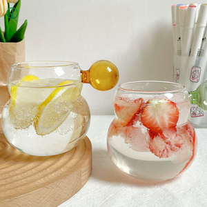 Tasses à café <span class=keywords><strong>en</strong></span> <span class=keywords><strong>verre</strong></span> minimalistes écologiques faites à la main <span class=keywords><strong>en</strong></span> forme de <span class=keywords><strong>gourde</strong></span> 350 ml pour jus, <span class=keywords><strong>thé</strong></span>, crème glacée – Ensemble de vaisselle pour la maison/le bureau/le bar - Product Image 3