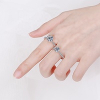 Perhiasan Mewah Cincin Tunangan Wanita 1 Karat Moissanite Platinum & Berlapis Emas Perak Sterling S925 VVS1 Cincin Pernikahan