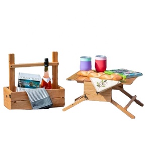 Ensemble de <span class=keywords><strong>table</strong></span> de pique-nique portable en pin avec panier en bois et design pliable pour les sorties en plein air, la <span class=keywords><strong>valise</strong></span> se transforme en <span class=keywords><strong>table</strong></span> de pique-nique - Product Image 1